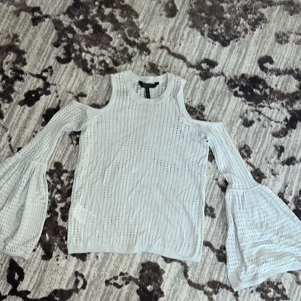 Beautiful BCBG peep shoulder knit sweater